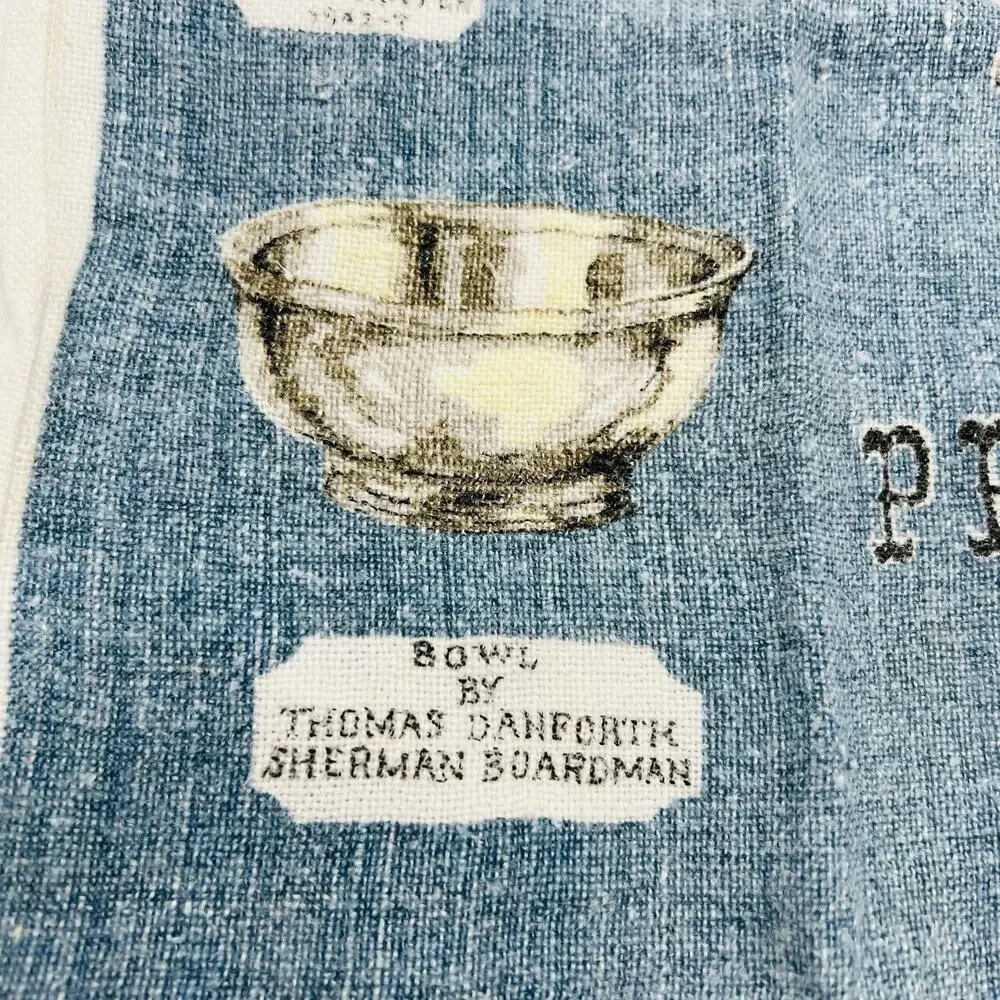 Kay‎ Dee VTG 1950s MCM Hand Printed Linen Tea Towel Set American Pewter Kitchen